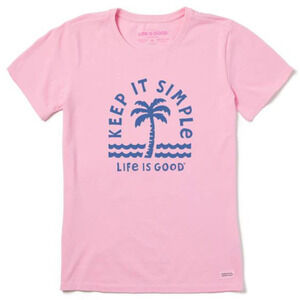 Life is Good Crusher Lite Crew Keep It Simple Tee Shirt Pink Size Medium